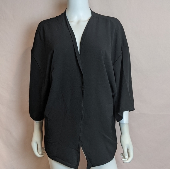 Boohoo Black 3/4 Sleeve Kimono Top size M/L - Picture 1 of 5